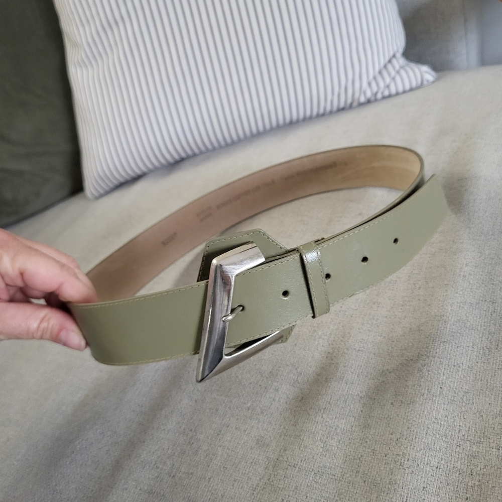 Sage Green Vintage Leather Waist Belt